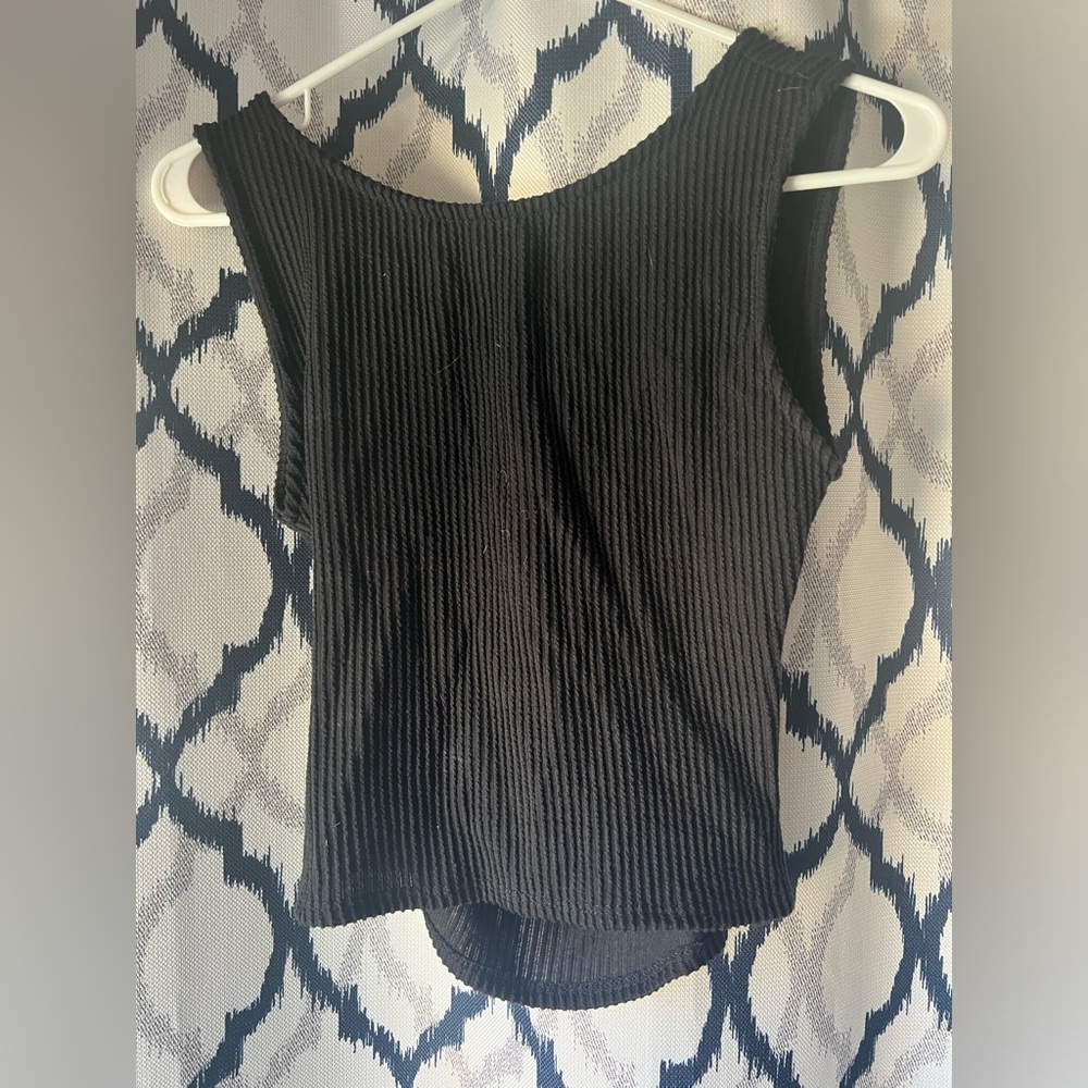 Black Ribbed Sleeveless Top